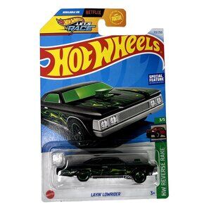Hot Wheels Layin Lowrider Black Green Flames 2024 Diecast NOC